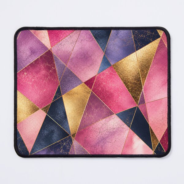Item preview, Jewel Tone Geometric Mosaic Pattern Pink Navy Gold designed and sold by Aureva Arts Shop.