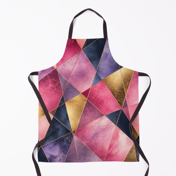 Item preview, Jewel Tone Geometric Mosaic Pattern Pink Navy Gold designed and sold by Aureva Arts Shop.