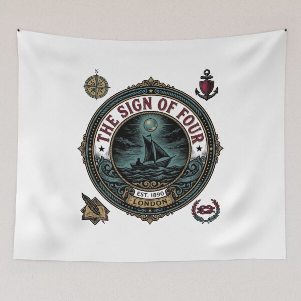 Aperçu de l'œuvre Sherlock Holmes Le signe de quatre emblème nautique vintage de Londres créée et vendue par Fenay Designs.