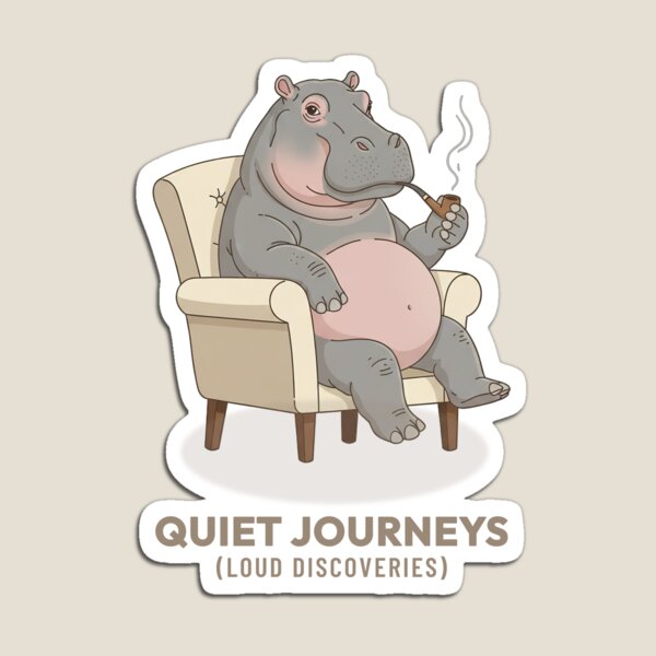 Item preview, Calm Hippo Smoking a Pipe Vintage Aesthetic designed and sold by Cozy Vintage Animal.