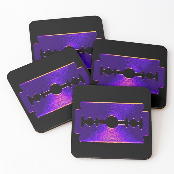 Aperçu de l'œuvre Design Synthwave Cyberpunk de lame de rasoir néon 3D créée et vendue par Barber MD Culture.
