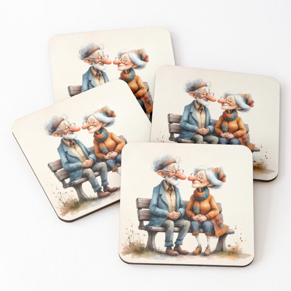 Item preview, Couple in love on a park bench – Cute senior citizen watercolor design - Love is Love designed and sold by Connys Colorful World.