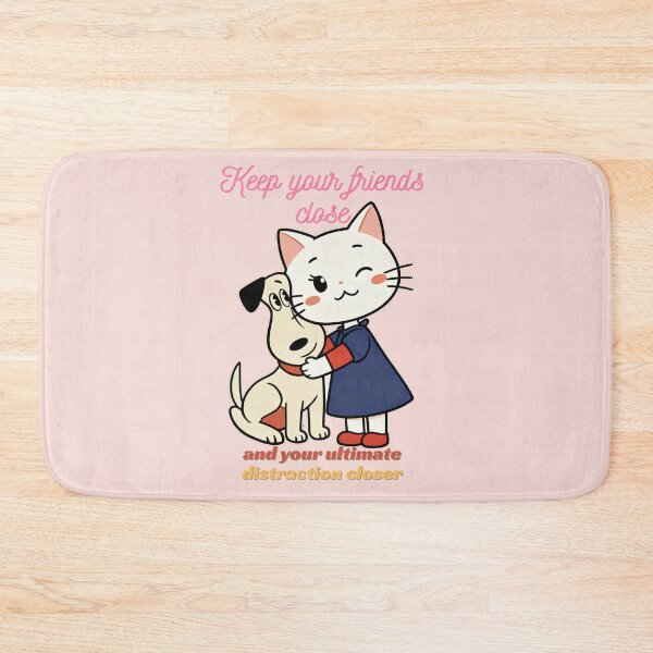 Item preview, Retro White Cat and Dog Best Friends Illustration | Kawaii Pet Lovers T-Shirt designed and sold by BLUESKY11a.