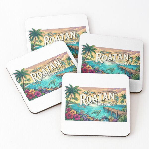 Item preview, Roatan Honduras Vintage Tropical Travel Illustration | Caribbean Island Design designed and sold by Mathias Yakubu Design.