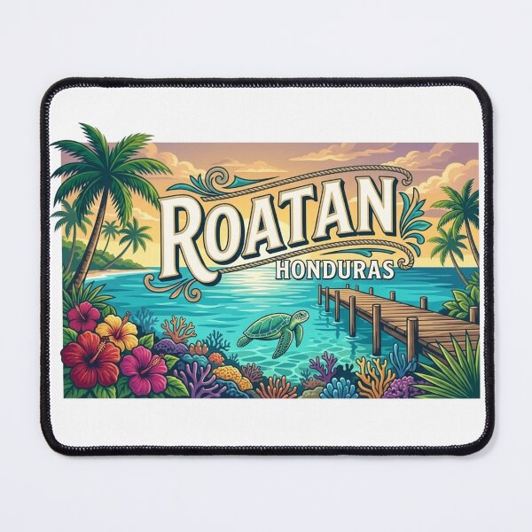 Item preview, Roatan Honduras Vintage Tropical Travel Illustration | Caribbean Island Design designed and sold by Mathias Yakubu Design.