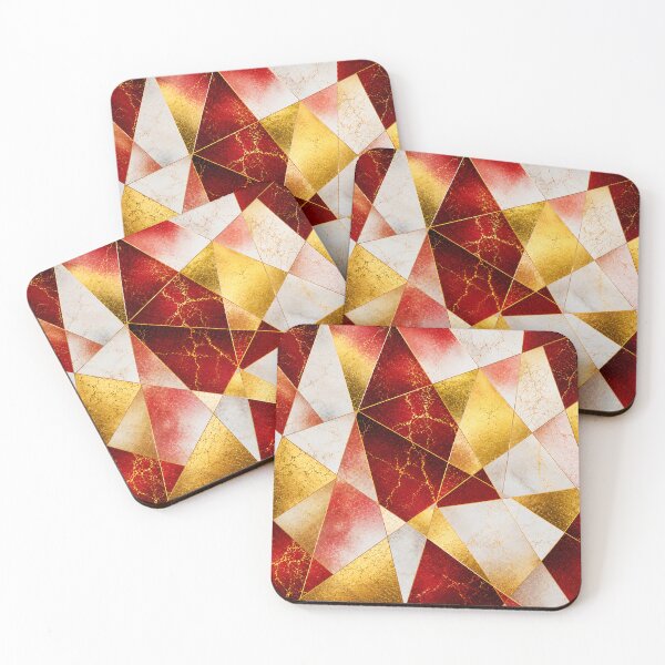 Item preview, Red Gold Geometric Mosaic Crackle Art Pattern designed and sold by Aureva Arts Shop.
