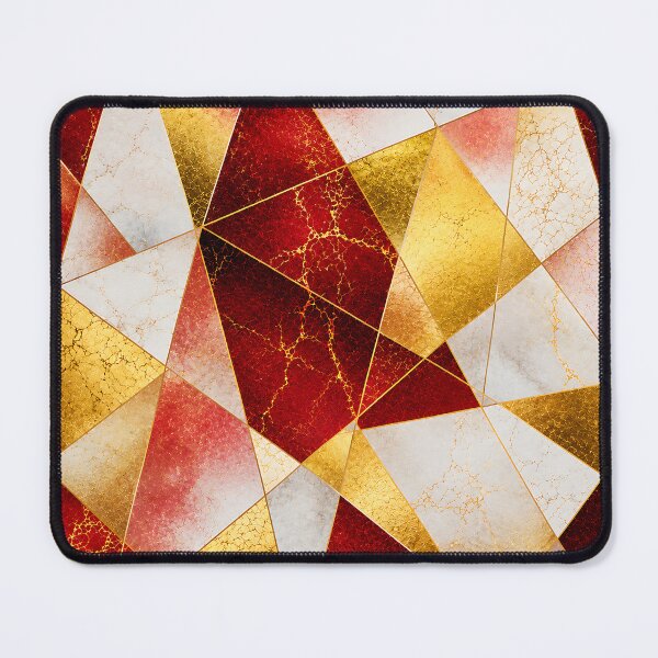 Item preview, Red Gold Geometric Mosaic Crackle Art Pattern designed and sold by Aureva Arts Shop.
