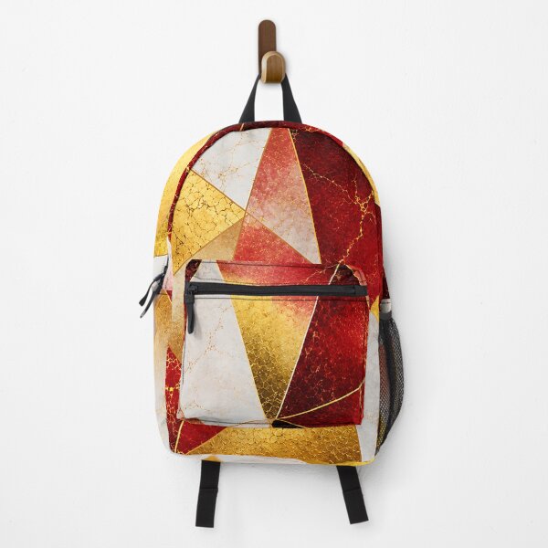 Item preview, Red Gold Geometric Mosaic Crackle Art Pattern designed and sold by Aureva Arts Shop.