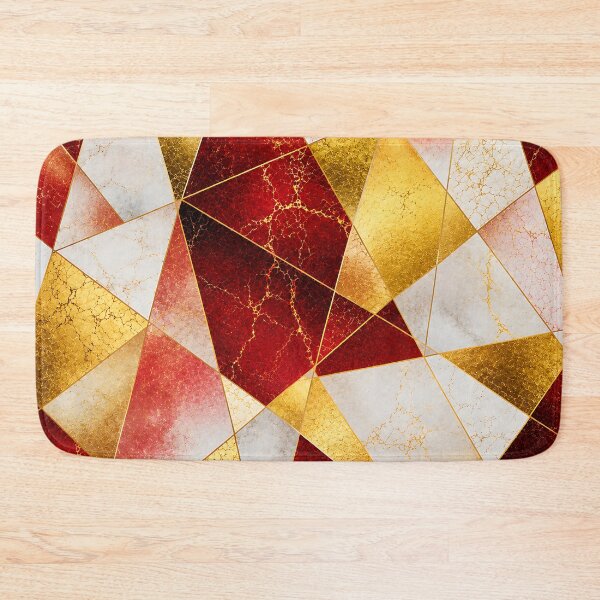 Item preview, Red Gold Geometric Mosaic Crackle Art Pattern designed and sold by Aureva Arts Shop.
