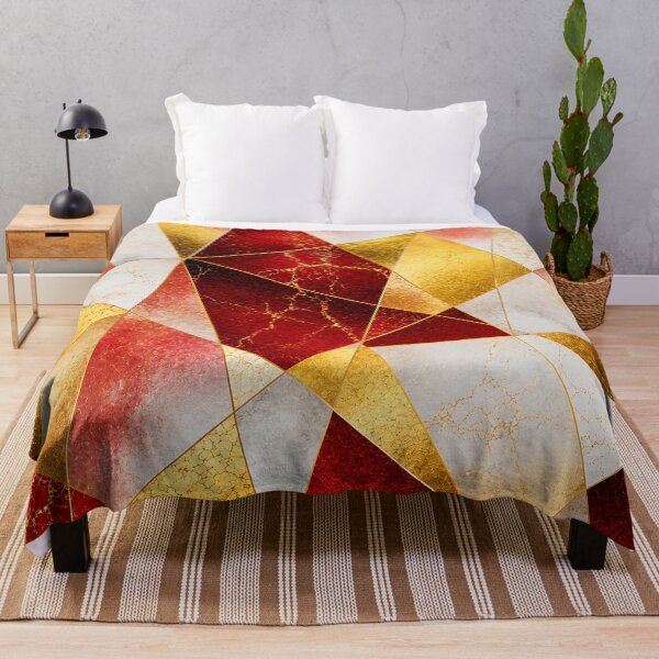 Item preview, Red Gold Geometric Mosaic Crackle Art Pattern designed and sold by Aureva Arts Shop.