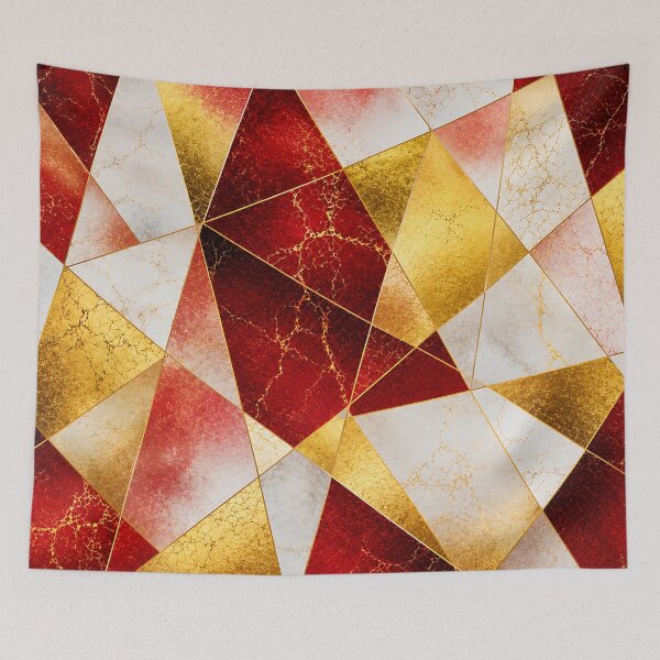 Item preview, Red Gold Geometric Mosaic Crackle Art Pattern designed and sold by Aureva Arts Shop.