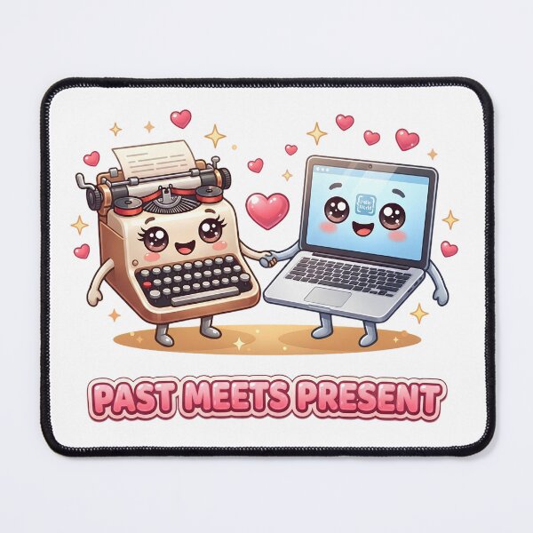 Item preview, Cute Vintage Typewriter and Laptop Best Friends Kawaii Art designed and sold by M.Store.
