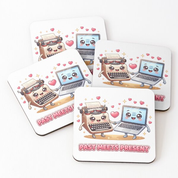 Item preview, Cute Vintage Typewriter and Laptop Best Friends Kawaii Art designed and sold by M.Store.