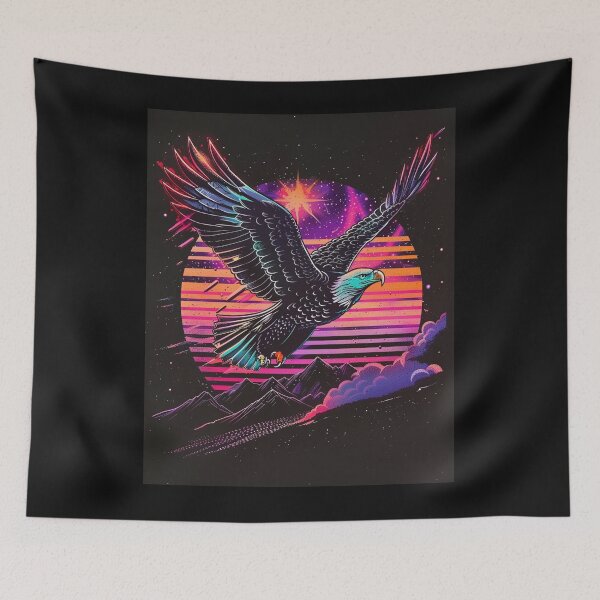 Item preview, eagle riding the neon winds designed and sold by RetroWaveArtCo.