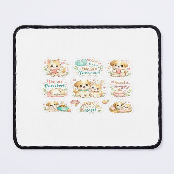 Item preview, Cute Kawaii Cat & Puppy Sticker Bundle | Adorable Pet Quotes PNG | Watercolor Animal Sticker Collection designed and sold by Ishratparween11.