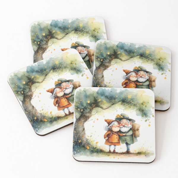Item preview, Whimsical Watercolor Autumn Love Illustration - Hugging under the old tree designed and sold by Connys Colorful World.