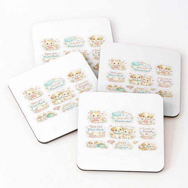 Item preview, Cute Kawaii Cat & Puppy Sticker Bundle | Adorable Pet Quotes PNG | Watercolor Animal Sticker Collection designed and sold by Ishratparween11.