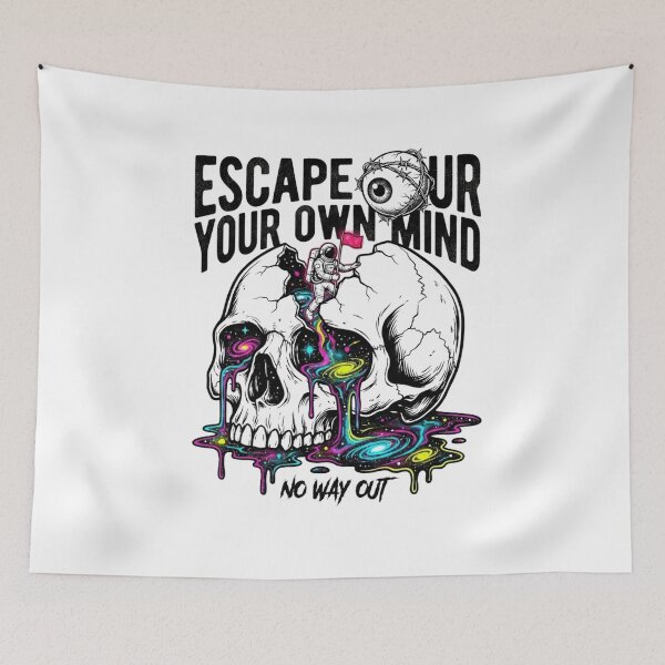 Item preview, Escape Your Own Mind Trippy Astronaut Skull designed and sold by inkstablestudio.