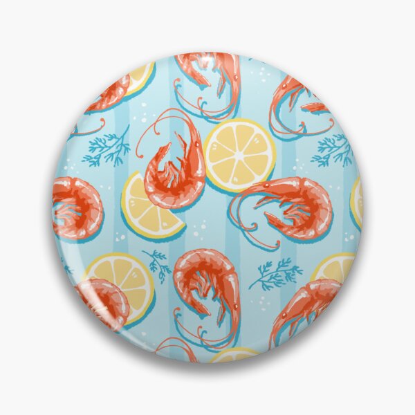 Item preview, Cute Blue Shrimp Pattern | Mediterranean Seafood & Lemon | Italian Summer Aesthetic designed and sold by MinimalAnGo.