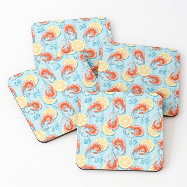 Item preview, Cute Blue Shrimp Pattern | Mediterranean Seafood & Lemon | Italian Summer Aesthetic designed and sold by MinimalAnGo.