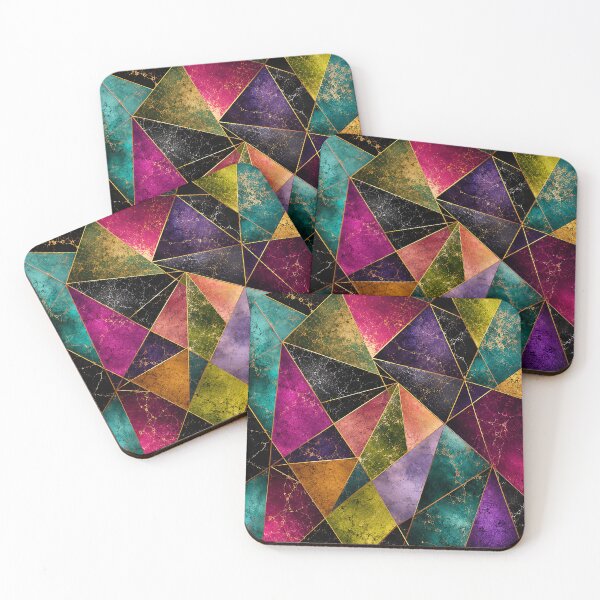 Item preview, Jewel Tone Gold Geometric Triangle Mosaic Pattern designed and sold by Aureva Arts Shop.