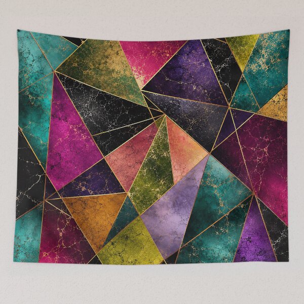 Item preview, Jewel Tone Gold Geometric Triangle Mosaic Pattern designed and sold by Aureva Arts Shop.