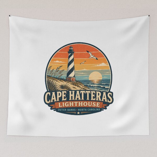 Item preview, Cape Hatteras Lighthouse Retro Travel Shirt | Vintage Outer Banks North Carolina Coastal Design designed and sold by Globalcitytees.
