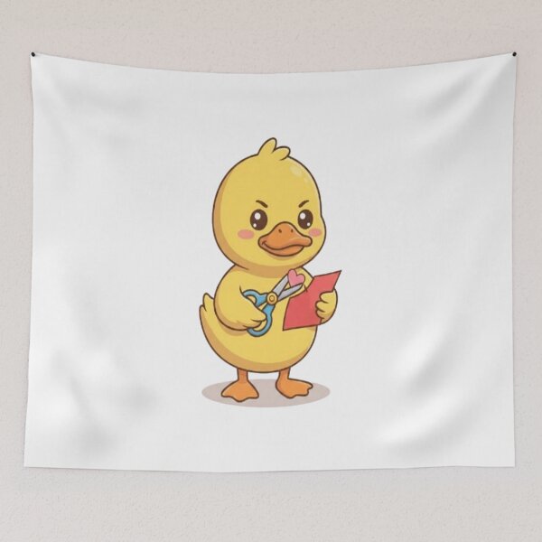 Item preview, Cute Duck Cutting Paper Heart designed and sold by Ella_Sketch.