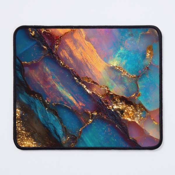 Item preview, Opal Abstract Art | Iridescent Gemstone Texture | Gold Kintsugi Design | Vibrant Resin Marble Artwork designed and sold by happywkndclub.
