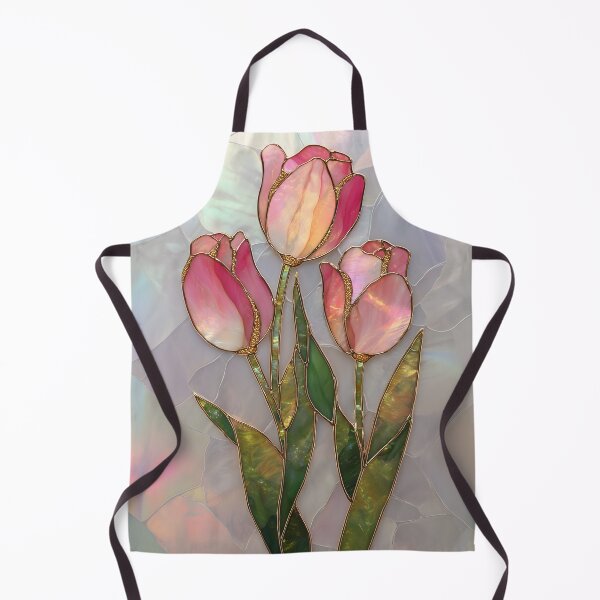 Item preview, Pink Tulip Stained Glass Art | Iridescent Floral Design | Mother of Pearl Botanical | Elegant Spring Flowers designed and sold by happywkndclub.