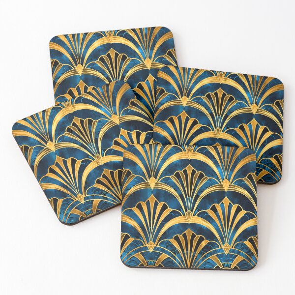 Item preview, Elegant Blue Teal And Golden Art Deco Pattern designed and sold by DEC02.