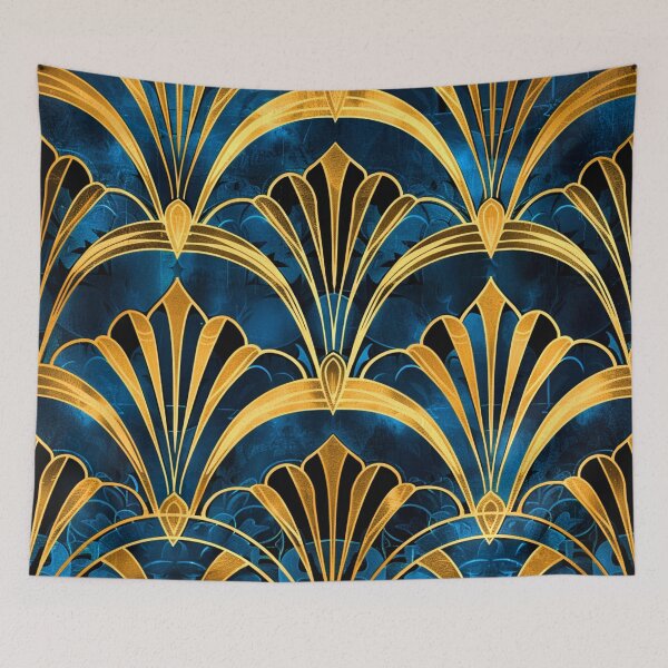 Item preview, Elegant Blue Teal And Golden Art Deco Pattern designed and sold by DEC02.