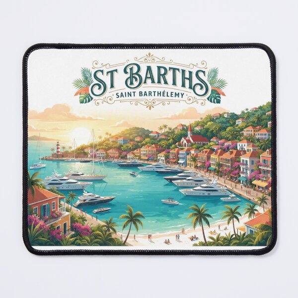 Item preview, Vintage St Barths Saint Barthélemy Tropical Travel Illustration designed and sold by Mathias Yakubu Design.