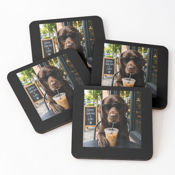 Item preview, Chocolate Lab Coffee Funny Dog Cafe Lover Art designed and sold by MatherFisher.