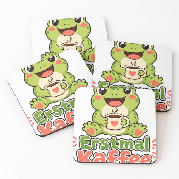 Item preview, First, coffee, frog, kawaii saying designed and sold by BoosterShop.