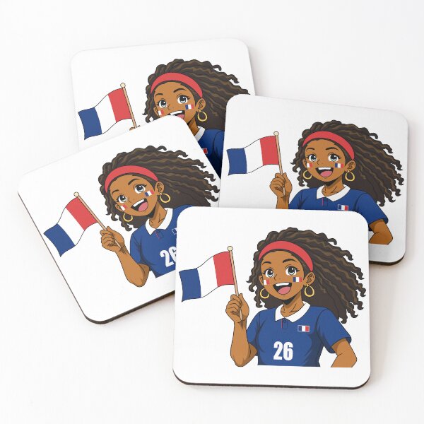 Item preview, France Flag Supporter Curly Hair Anime Girl designed and sold by Anne97s.