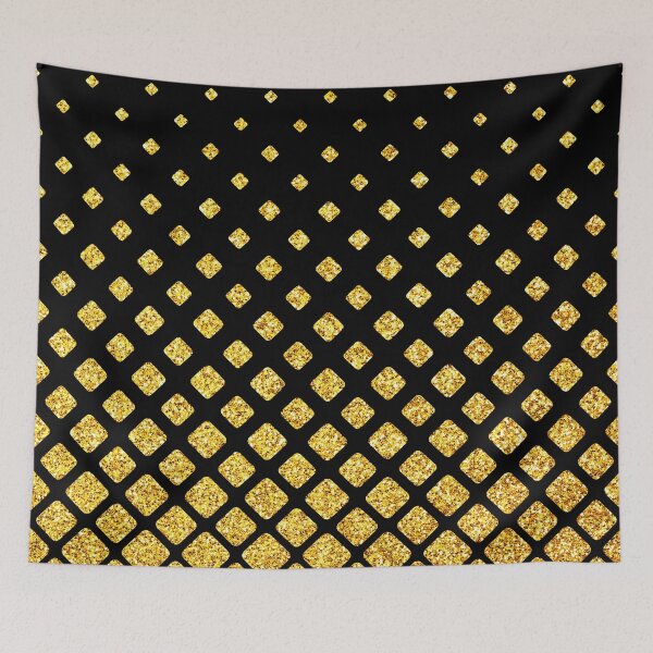 Item preview, Art Deco (Faux) Glitter-Gold Diamond-Shapes on Black Pattern designed and sold by DEC02.