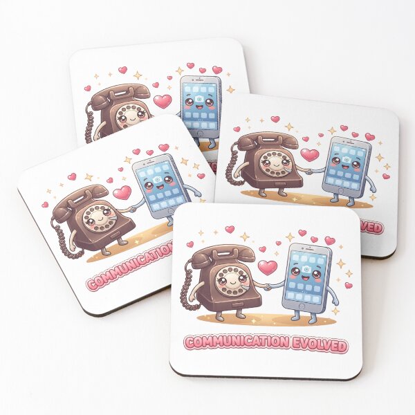 Item preview, Cute Retro Rotary Phone and Modern Smartphone Kawaii Art designed and sold by M.Store.