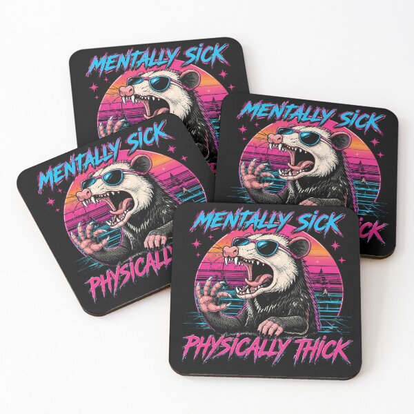 Item preview, Mentally Sick Physically Thick | Retro Vaporwave Opossum | 80s Neon Dark Humor designed and sold by ValentinaHramov.