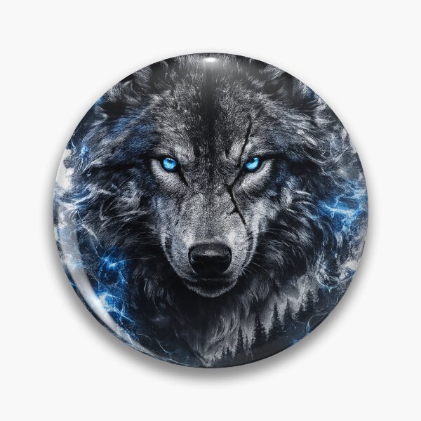Item preview, Mystic Alpha Wolf – Glowing Blue Eyes Dark Fantasy Wolf Art designed and sold by Evening Twilight.