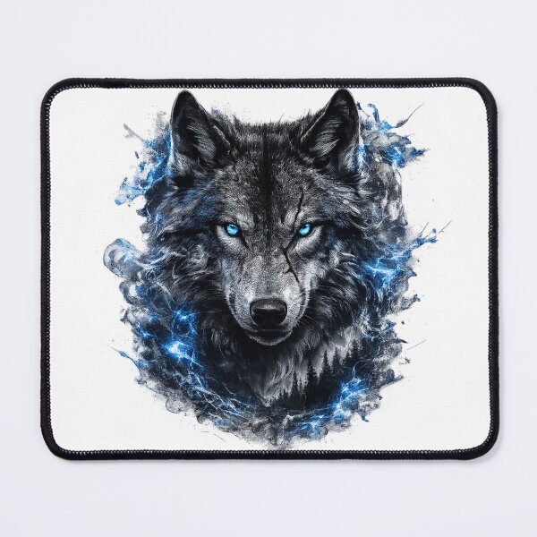 Item preview, Mystic Alpha Wolf – Glowing Blue Eyes Dark Fantasy Wolf Art designed and sold by Evening Twilight.