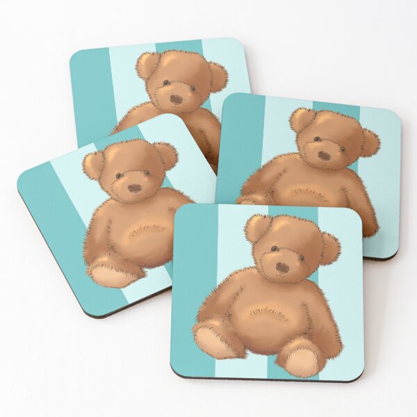 Item preview, Teddy bear on teal stripe designed and sold by OhNoNotAgain42.