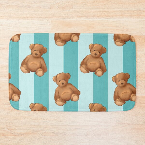 Item preview, Teddy bear on teal stripe designed and sold by OhNoNotAgain42.