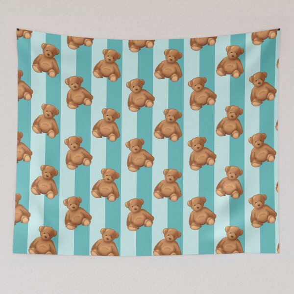 Item preview, Teddy bear on teal stripe designed and sold by OhNoNotAgain42.
