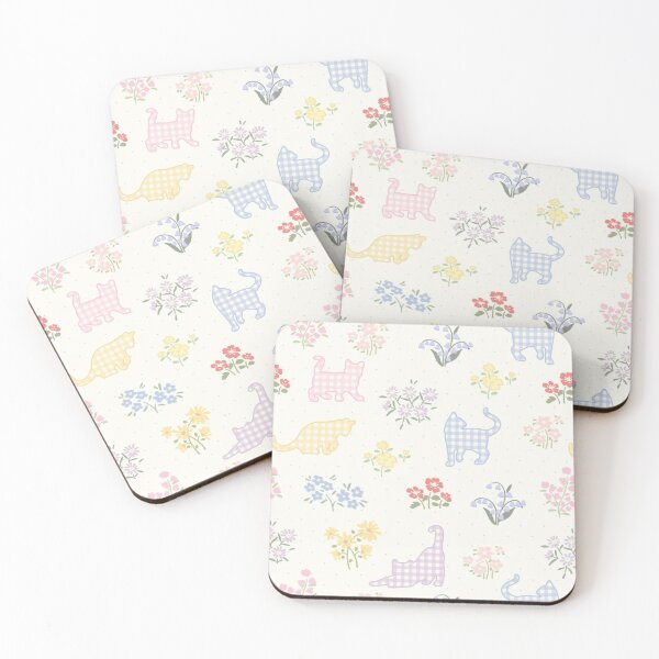 Item preview, Pastel Gingham Cat Pattern | Cottage Floral Seamless Design designed and sold by Shars-creations.
