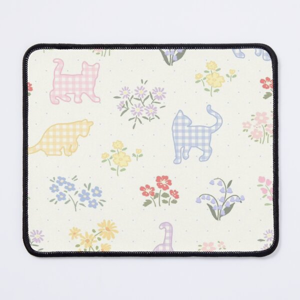 Item preview, Pastel Gingham Cat Pattern | Cottage Floral Seamless Design designed and sold by Shars-creations.