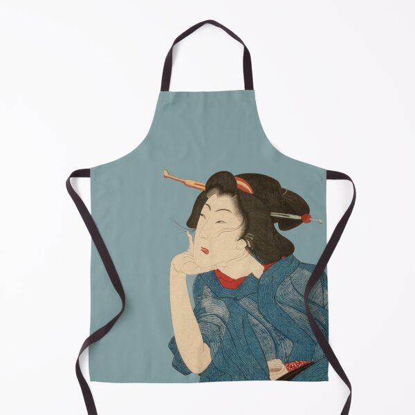 Item preview, Japanese Woman - Modern Ukiyo-e Portrait - Japandi, Blue Gray designed and sold by Black Swallow.