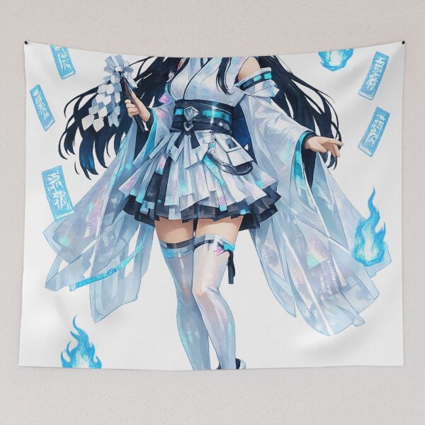 Item preview, Cyber Spirit Shrine Maiden | Futuristic Holographic Miko Anime designed and sold by Sticleg.