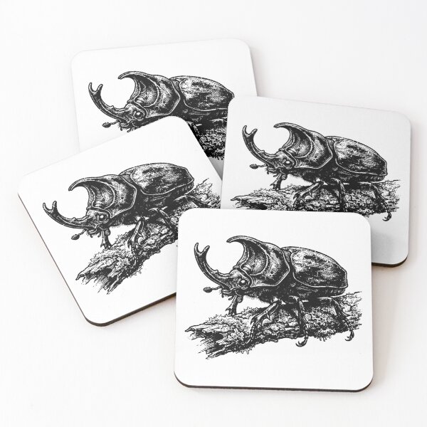 Item preview, Vintage Woodcut Rhinoceros Beetle Illustration designed and sold by DuckOddity.
