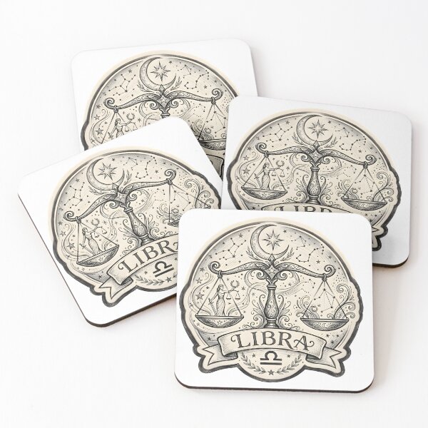 Item preview, Libra Vintage Celestial Scales Moon Stars Badge Zodiac Art designed and sold by Zodiac Celestial Art.